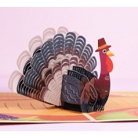 Handmade 3D pop up card Thanksgiving Turkey Pumpkin harvest celebrations blank greetings love friendship family
